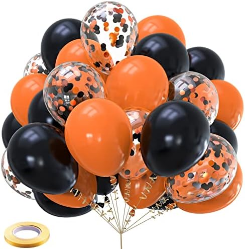 Fekete Narancs Lufi Kelfara 60Pcs, 12 colos Matt Fekete Narancs Latex Léggömb, valamint Léggömb, Konfetti, a Halloween Ünnep Csokit vagy