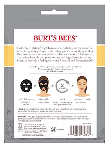 Burt ' s Bees Méregtelenítő Szén Arc Lap Maszk, Édes, Egyetlen Használja (Csomag Eltérőek Lehetnek)