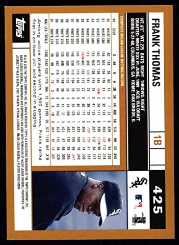 2002 Topps 425 Frank Thomas Chicago White Sox (Baseball Kártya) NM/MT White Sox
