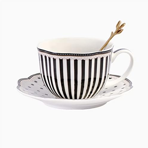 KFJBX Csíkos Dot Kerámia Kávés pohár, Tányér Szett Háztartási Délutáni Tea Set francia Virág Tea Csésze Kanál