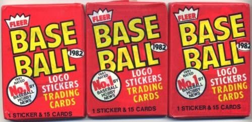 Rengeteg 3 1982 Fleer Baseball Viasz Csomag (45 Kártyák Teljes) Lehetséges Cal Ripken Jr. Újonc Kártya
