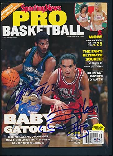 Corey Brewer & Joakim Noah Aláírt Magazin Autogramot PSA/DNS AM13010 - Dedikált NBA Magazinok