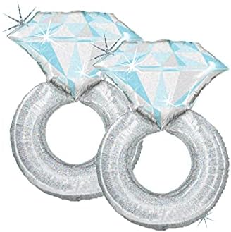 2 Csillogó Gyémánt Gyűrű Jumbo 38 Fólia Eljegyzési Party Lufi lánybúcsú