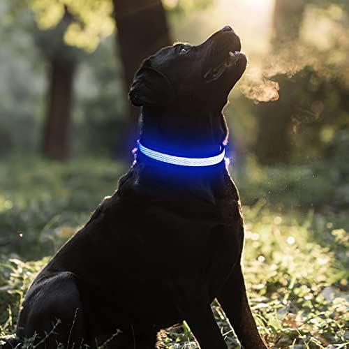 BSEEN Fény Kutya Nyakörvek - Újratölthető LED-es Nyakörvet, Állítható Fényvisszaverő Nyakörv, Világít A Sötétben a Kutya Kemping Felszerelés