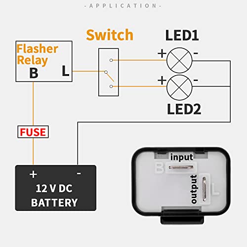 2 a Pin-Villogó Relé 12v Motor Sebesség Állítható, Fix LED lámpa Hyper Flash Egyetemes 2DB Elektronikus (Fekete,2pcs)