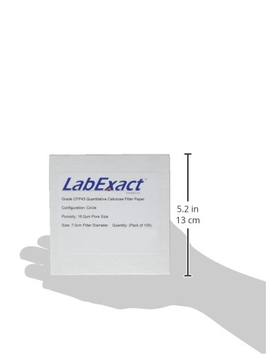 LabExact 1200265 Fokozatú CFP43 Mennyiségi,Cellulóz Papír Szűrő, 16µm, 7.0 cm (Csomag 100)