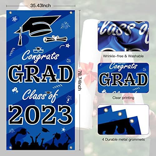 2023 Ballagás Dekoráció, Osztály 2023 Érettségi Banner Veranda Alá a Végzős Buli Kellékek Kék, Fekete Érettségi Parti Dekoráció