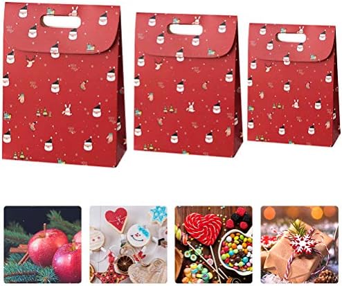 DOITOOL 3 Db Papír Ajándék Konténerek Ünnepi cipekedsz Kényes Tote Bags (Piros) Karácsonyi Dekoráció