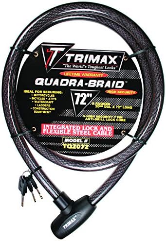 Trimax Trimaflex Integrált Kulcsos kábelzár 6' L X 20Mm TQ2072, kártyacsomagolásban , Fekete