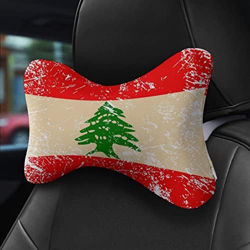 Libanoni Retro Zászló Autó Nyak Párna 2 DB Lélegző Fej-Nyak Többi Párna Egyetemes Puha Nyak Támogatás Fejtámla Tele a Memória Hab