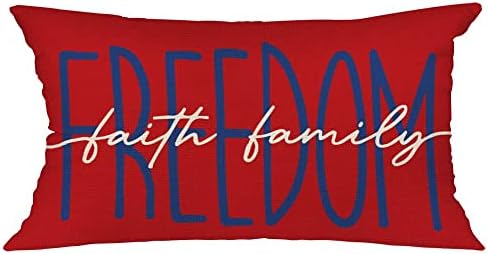 GEEORY Hazafias Párna Fedezze 12x20 Hüvelyk Szabadság, Hit Falimy július 4. Dekoráció Függetlenség Napja Dekoráció emléknap Piros