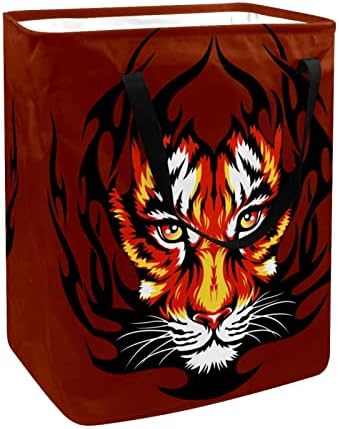 Vörös Állat a Tigris Arcát Nyomtatás Összecsukható Szennyesben, 60L Vízálló Szennyes Kosarat Mosás Bin Ruhák, Játékok Tárolására Kollégiumi