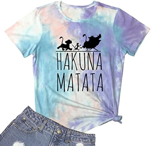 LOOKFACE Női Hakuna Grafikus Nyomtatott Tshirts Aranyos, Vicces Pólók