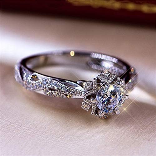 2023 Új Gyönyörű Esküvői Gyémánt Vintage Eljegyzési Gyűrű Női Ezüst Zenekar Gyűrűk Hullámos Gyűrű (Ezüst, 10)