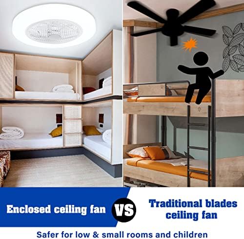 TCFUNDY Mennyezeti Ventilátor, Fény, majd a Bluetooth Hangszóró, 22 Zárt Alacsony Profil Mennyezeti ventilátor Fény, Szabályozható