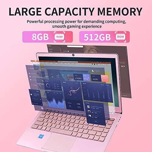 ZWYING 【 8GB/MS Office 2019】 14.1 hüvelyk FHD IPS Vékony Laptop nagysebességű celeron CPU J4125 8GB RAM /512 GB-os SSD-ROM, nagy