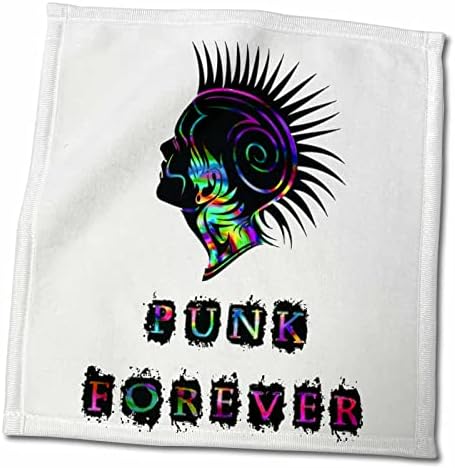 3dRose Punkhead Punk Örökre Neon Színek, Punk frizura Idézet azt Mondja, Törölköző (twl-254327-3)