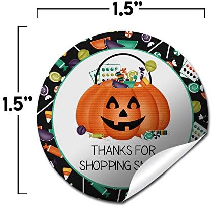 Halloween Témájú Köszönöm, Bevásárló Kis vevők Matrica Címke a kisvállalkozások számára, 60 1.5 Kör Matricák által AmandaCreation,