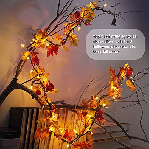 Dekorációról Esik Maple Leaf String Fények Csatlakoztassa 120V, Őszi Levelek Garland a Fények, 35 Izzó Égő Őszi Koszorú Fények String Halloween