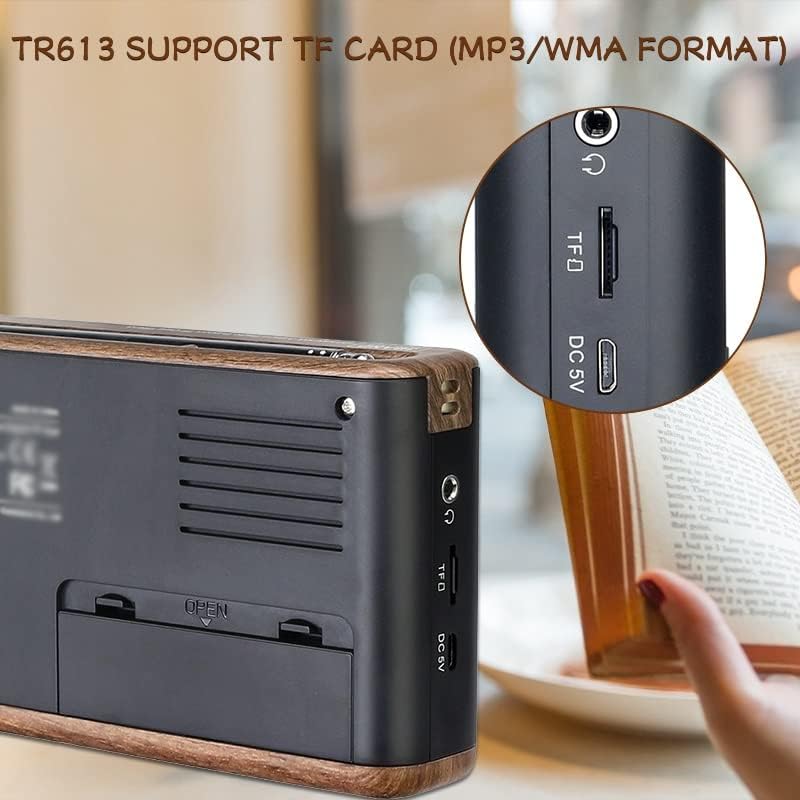 LMMDDP Hordozható Retro Rádió FM/AM/SW 3 Sáv Idős Támogatás TF Kártya, USB Töltő, Sztereó Audio Bemenet, 3,5 mm-es Fülhallgató
