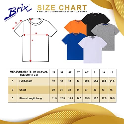 Brix Fiú Rövid Ujjú T-Shirt – Jersey Legénység Nyak 5-Pack Tagless Tees. Pamut Gyűjtőcsomagolás