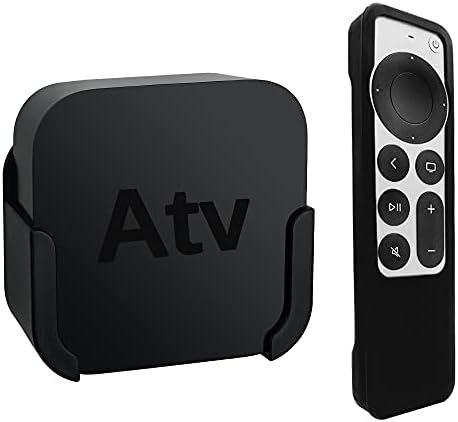 TV állvány Kompatibilis Apple TV-4., valamint a 4K 5. Generációs, SourceTon Fali tartó Fekete Szilikon Védő tok Kompatibilis 2022/2021