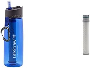 LifeStraw Menni, Víz Szűrő, Üveg, 2-Fokozatú, Integrált Szűrő Szalma, Kirándulni, Túrázni, valamint Utazás, Kék & Go Víz