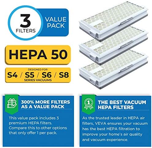VEVA 3 Pack Premium Porszívó HEPA Szűrő Készlet Modell SF-HA 50 Működik, Miele S4, S5, S6, S8, S8000, S8999, S6000, S6999, S5000, S5999,