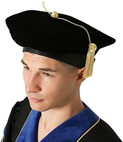 GraduatePro Doktori Diploma Tam PhD Kék/Fekete Bársony a aranyrúd Tassel, 8-Oldalas/6 Oldalas/4 Oldalas Doktori Sapka