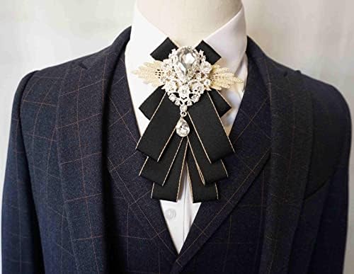 karácsonyi nyakkendőt a férfiak egyéni nyakkendő jabot gallér bross csapok divat PreTied Nyakkendő Nyakkendő strasszos brossal(SR110 fekete)