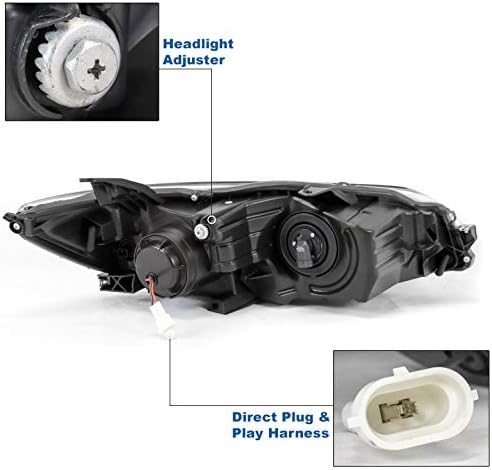 ZMAUTOPARTS LED Cső Vetítő Fényszórók, Fényszóró Black w/6.25 Fehér LED DRL Kompatibilis 2015-2017 Toyota Camry