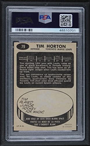 1965 Topps 79 Tim Horton Maple Leafs (Hoki-Kártya) PSA a PSA 7.00 Maple Leafs
