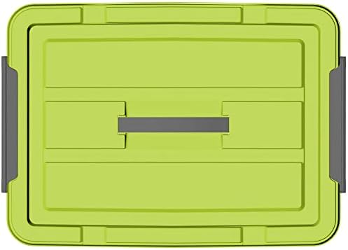 Cetomo 15L*3 Műanyag Tároló doboz, Tote doboz,Átlátszó Szervező Tartály Tartós zöld Fedél, Biztonságos Reteszelés Csatok, Összerakható,