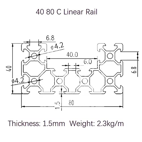 Mssoomm C Csatorna U Típusú 4080-Ban Lineáris Vasúti L: 25.2 inch / 640mm Alumínium Profil Extrudálás Európai Szabvány AnodizedSleek