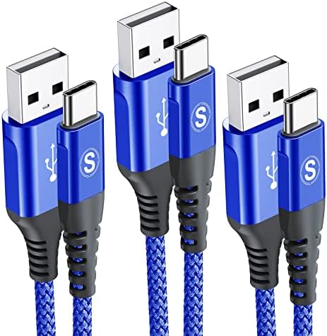sweguard Típusú USB-C Kábel 3.1 Gyors Töltés [3Pack,3.3 ft], USB A-USB-C Töltő Fonott Nylon Kábel Samsung Galaxy S20 S21 S10