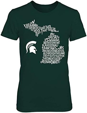 FanPrint Michigan State Spartans T-Shirt - Harci Dal Belül Az Állami Térkép - Ha-Ic78-Ds75