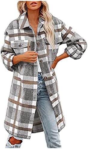 2023 Divat a Kockás Ingek, Kabátok Női Plus Size Hangulatos Napi Gomb Blúz, Kabát Gyapjúból Kényelmes Outwear