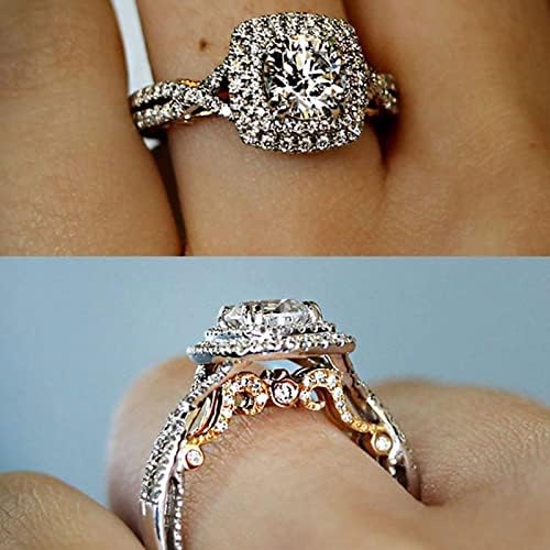 Moissanite Gyűrűk Női Aranyozott Szögletes Diamond Princess Arany Gyűrű Gyémánt Eljegyzési Gyűrű Legújabb Esküvői Gyűrű Minták (Ezüst,
