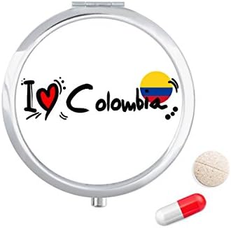Imádom Kolumbia Szó Zászló Szerelmes Szív Illusztráció Tabletta Esetben Zsebében Gyógyszer Tároló Doboz, Tartály Adagoló