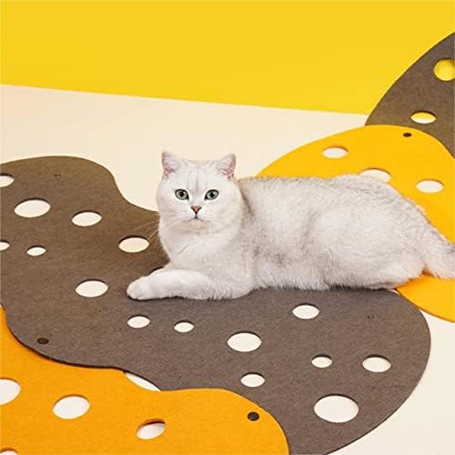 MiemieAi macska Alagút Cső Ágy Összecsukható Érezte Beltéri Háziállatok DIY Játék Macskáknak Kiskutya Nyulak Cica (5mm, Barna & Sárga)
