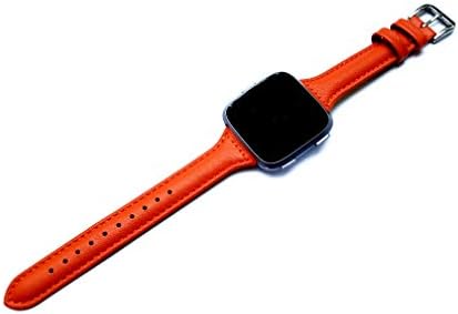 NICKSTON Sötét Orange Slim Zenekar Kompatibilis Fitbit Versa 3 Értelemben Smartwatches Elegáns Puha Bőr Szíj Karkötő (1. Ezüst