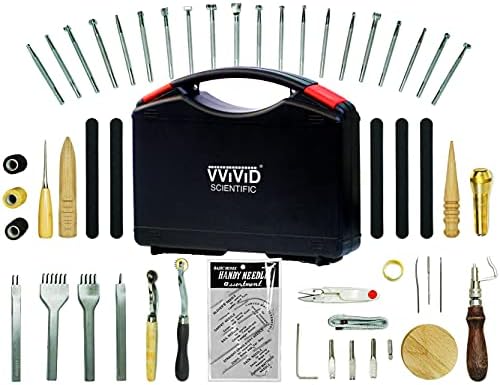 VViViD 59 Darab Bőr Működő Eszközök, Készletek Kit a Tool Box, Vasvilla Ütés, Edge Beveler, Viasz Szálak, Tűk, Varrás, Varrás,