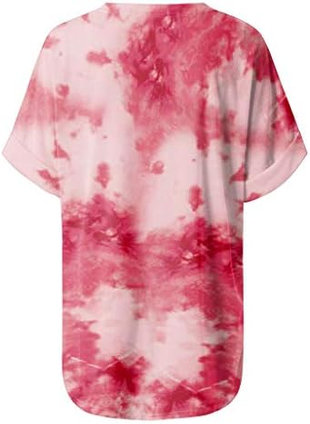 Tie-Dye Rövid Ujjú Ing, Női, Női Divat, V-Nyakú Pólók Felsők, 2023 Trendi Hawaii Laza Nyári Pullovers