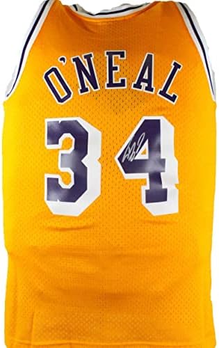 Shaquille O' Neal Aláírt Lakers Arany Mitchell&Ness HWC Swingman Jersey-BAW Holo - Dedikált NBA Mezek
