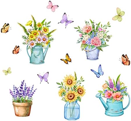 Arquiel Virág Cserepes Fali Matricák Cserepes Növények, Lepkék Virág falmatrica, a Lányok, Hálószoba, Nappali, Gyerekszoba Játszószoba