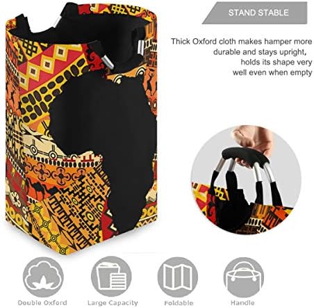 visesunny Afrika Etnikai Térkép Nagy csomagot Összecsukható Oxford Szövet Szennyesben Összecsukható, Hordozható Szennyes Kosár