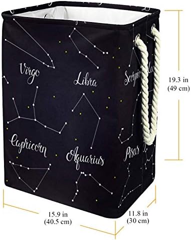 Inhomer Zodiákus Csillagképek Kezét Betűkkel A Sötét Égen, 300D Oxford PVC, Vízálló Szennyestartót Nagy Kosárban a Takaró Ruházat, Játékok
