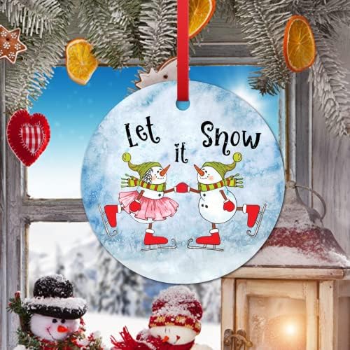 Let It Snow karácsonyfa Dísz, Hóember Pár Korcsolya Karácsonyi Dísz Téli lakberendezés Lógó Dísz, karácsonyfadísz Boldog Karácsonyi Dísz 2022