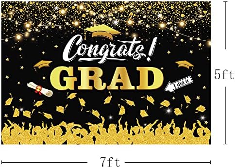 MEHOFOND 7x5ft Congrats Grad Hátteret Fekete Arany Osztály 2023 Érettségi Gratulálok Fotózás Háttér-Arany Csillogó Pontok Meleg Fények