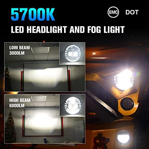 MOCCAN a 7 Hüvelykes LED-es Fényszórók Közgyűlés a Lyuk DRL Magas Alacsony Gerenda&4 Inch Ködlámpa Készlet Kompatibilis A Jeep Wrangler